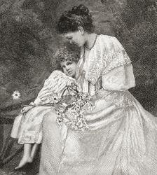 Mary Drew, née Gladstone, 18471927. Political secretary, writer, hostess and daughter of the British Prime Minister William Ewart Gladstone. Seen here with her daughter Dorothy. From The Strand Magazine published 1897. | Obraz na stenu