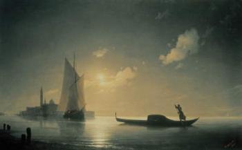 Gondolier at Sea by Night, 1843 (oil on canvas) | Obraz na stenu