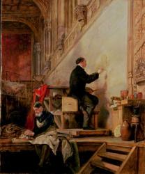 Daniel Maclise (1806-70) painting his mural 'The Death of Nelson' in the House of Lords, 1865 | Obraz na stenu