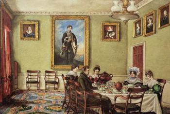 Dining room at Langton Hall, family at breakfast, c.1832-3 | Obraz na stenu