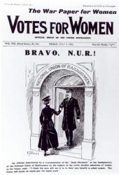 Bravo, N.U.R!, front cover of 'Votes for Women', July 2nd 1915 (etching) (b/w photo) | Obraz na stenu