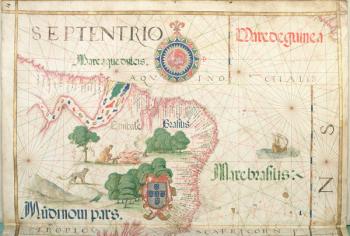 Mouth of the Amazon, Brazil, detail from a world atlas, 1565 (vellum) | Obraz na stenu