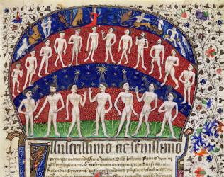 Fol.1 Signs of the zodiac and a group of men, from 'Fisiognomonia' by Rolando (vellum) | Obraz na stenu