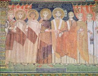 Constantine IV granting Bishop Reparatus privileges for the church of Ravenna, 671-77 (mosaic) | Obraz na stenu