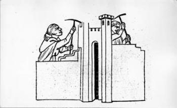 Stonemasons, from 'Sources for the History of Italy' from the Italian History Institute, pg 188, published 1892 (woodcut) | Obraz na stenu