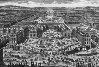 View of the Chateau de Versailles (engraving) | Obraz na stenu