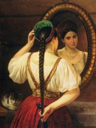 A girl at the mirror, 1848 (oil on canvas) | Obraz na stenu