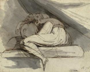 Woman Sitting, Curled up, after 1778 (Pencil, pen, brown ink and grey wash) | Obraz na stenu