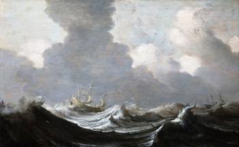 Four Vessels Running Before a Gale, 1630 (oil on panel) | Obraz na stenu