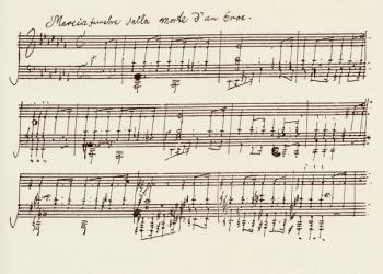 Portion of the Manuscript of Beethoven's A Flat Major Sonata, Opus 26 (pen & ink) | Obraz na stenu
