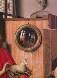 St. John the Baptist and the Donor, Heinrich Von Werl, from the Werl Altarpiece, detail of the mirror, c.1438 (oil on panel) (see also 36923) | Obraz na stenu