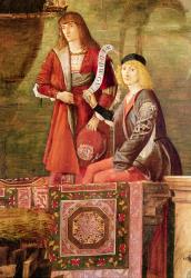 The Meeting of Etherius and Ursula and the Departure of the Pilgrims, from the St. Ursula Cycle, detail of two men from the centre, 1495 (oil on canvas) | Obraz na stenu