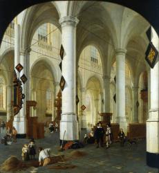 Interior of the Oude Kerk in Delft (oil on canvas) | Obraz na stenu