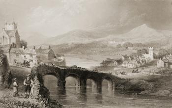 View of Bray, County Wicklow, Ireland, from 'Scenery and Antiquities of Ireland' by George Virtue, 1860s (engraving) | Obraz na stenu