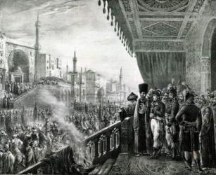 Napoleon Bonaparte (1769-1821) Celebrating the Birthday of the Prophet Mohammed in Cairo, during his Egyptian Campaign, 1799 (engraving) | Obraz na stenu