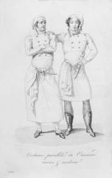 Costumes of cooks from different eras, from 'Le Maitre d'Hotel francais' by Marie Antoine Careme, published in 1822 (engraving) | Obraz na stenu