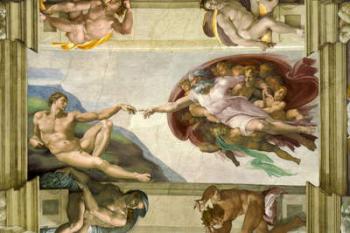 Sistine Chapel Ceiling (1508-12): Creation of Adam, 1510 (fresco) (post-restoration) | Obraz na stenu