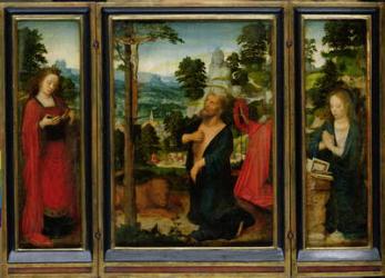 Triptych with St. Jerome, St. Catherine and Mary Magdalene (oil on panel) | Obraz na stenu