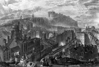 Edinburgh from the Calton Hill, engraved by George Cooke, 1820 (engraving) | Obraz na stenu