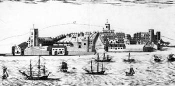 The West Prospect of the Town of Liverpool, as it appeared about the year 1680, lithograph by John R. Isaac (litho) | Obraz na stenu