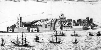 The West Prospect of the Town of Liverpool, as it appeared about the year 1680, lithograph by John R. Isaac (litho) | Obraz na stenu