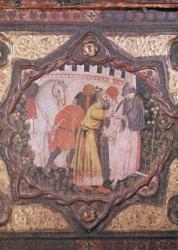 Detail of a cassone showing the story of Saladin and Torello of Istria, by Giovanni Boccaccio (tempera on panel) (see also 444281-82) | Obraz na stenu