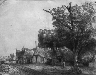 Landscape with Three Cottages, 1650 (etching) (b/w photo) | Obraz na stenu