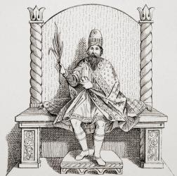 Boniface III of Tuscany, Margrave of Tuscany, aka Boniface IV or Boniface of Canossa, 985-1052, from L'Histoire Universelle Ancienne et Moderne, published in Strasbourg c.1860 (engraving) | Obraz na stenu