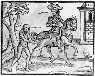 A Knight and A Wildman, c.1520-50 (woodcut) | Obraz na stenu