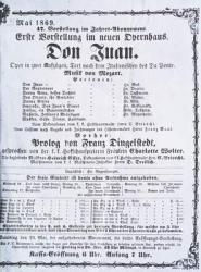 Poster advertising a performance of 'Don Juan' (Don Giovanni) by Wolfgang Amadeus Mozart (1756-91) May 1869 (litho) | Obraz na stenu