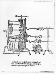 The Procedure for Spit Roasting (woodcut) (b/w photo) | Obraz na stenu