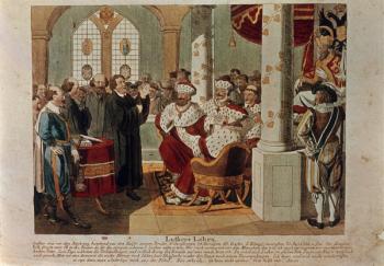 Luther at the Diet of Worms (colour litho) | Obraz na stenu