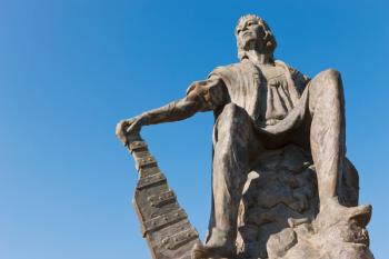 Statue of Christopher Columbus at La Rabida Monastery, Huelva Province, Andalusia, southern Spain. | Obraz na stenu