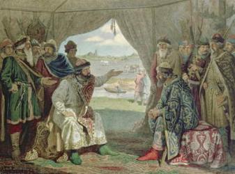 The Convention of Princes with Grand Duke Vladimir Monomakh II (1053-1125) at Dolob in 1103, 1880 (w/c on paper) | Obraz na stenu