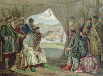 The Convention of Princes with Grand Duke Vladimir Monomakh II (1053-1125) at Dolob in 1103, 1880 (w/c on paper) | Obraz na stenu