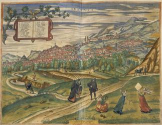 View of Granada (hand coloured engraving) | Obraz na stenu