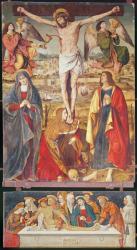 Crucifixion and Entombment, central panel of the Retable of the Passion, 1517-20 (tempera on panel) | Obraz na stenu