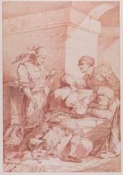 Corps de Garde (Barbarians Defeated by a Book) (red chalk over graphite on laid paper) | Obraz na stenu