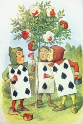 The Playing Cards Painting the Rose Bush, illustration from 'Alice in Wonderland' by Lewis Carroll (1832-9) (colour litho) | Obraz na stenu