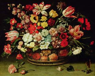 Basket of Flowers (oil on canvas) | Obraz na stenu