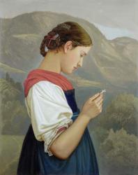 Tyrolean Girl Contemplating a Crucifix, 1865 (oil on paper) | Obraz na stenu