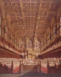 Queen Victoria in the House of Lords (colour engraving) | Obraz na stenu