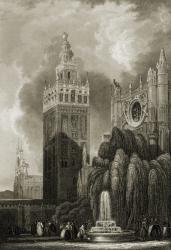 The Giralda Tower, Seville, Spain (engraving) | Obraz na stenu