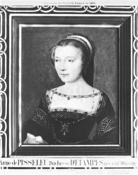 Anne de Pisseleu (1508-80) Duchess of Etampes, c.1448 (oil on panel) (b/w photo) | Obraz na stenu