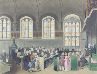 Court of Chancery, Lincoln's Inn Hall, engraved by Constantine Stadler (fl.1780-1812), 1808 (coloured aquatint) | Obraz na stenu