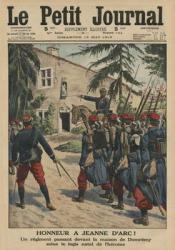 Honour to Joan of Arc, a regiment saluting the birthplace of the heroine at Domremy, front cover illustration from 'Le Petit Journal', supplement illustre, 18th May 1913 (colour litho) | Obraz na stenu