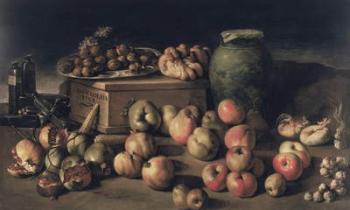 Still life with fruit and a box of fine chocolate (oil on canvas) | Obraz na stenu