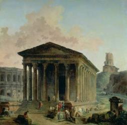 The Maison Carree with the Amphitheatre and the Tour Magne at Nimes, 1786-87 (oil on canvas) | Obraz na stenu