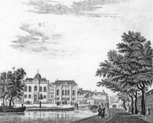 The Two Large Synagogues of German Jews in Amsterdam, Netherlands, 1765 (engraving) (b/w photo) | Obraz na stenu