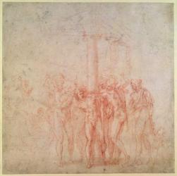 Inv. 1895 6-15-500. R. (W.15) The Flagellation of Christ (red chalk on paper) | Obraz na stenu